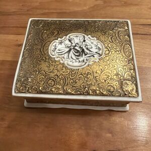 Vintage Erphila German Porcelain Trinket‎ Box Isabell Gold Rococo Bavaria